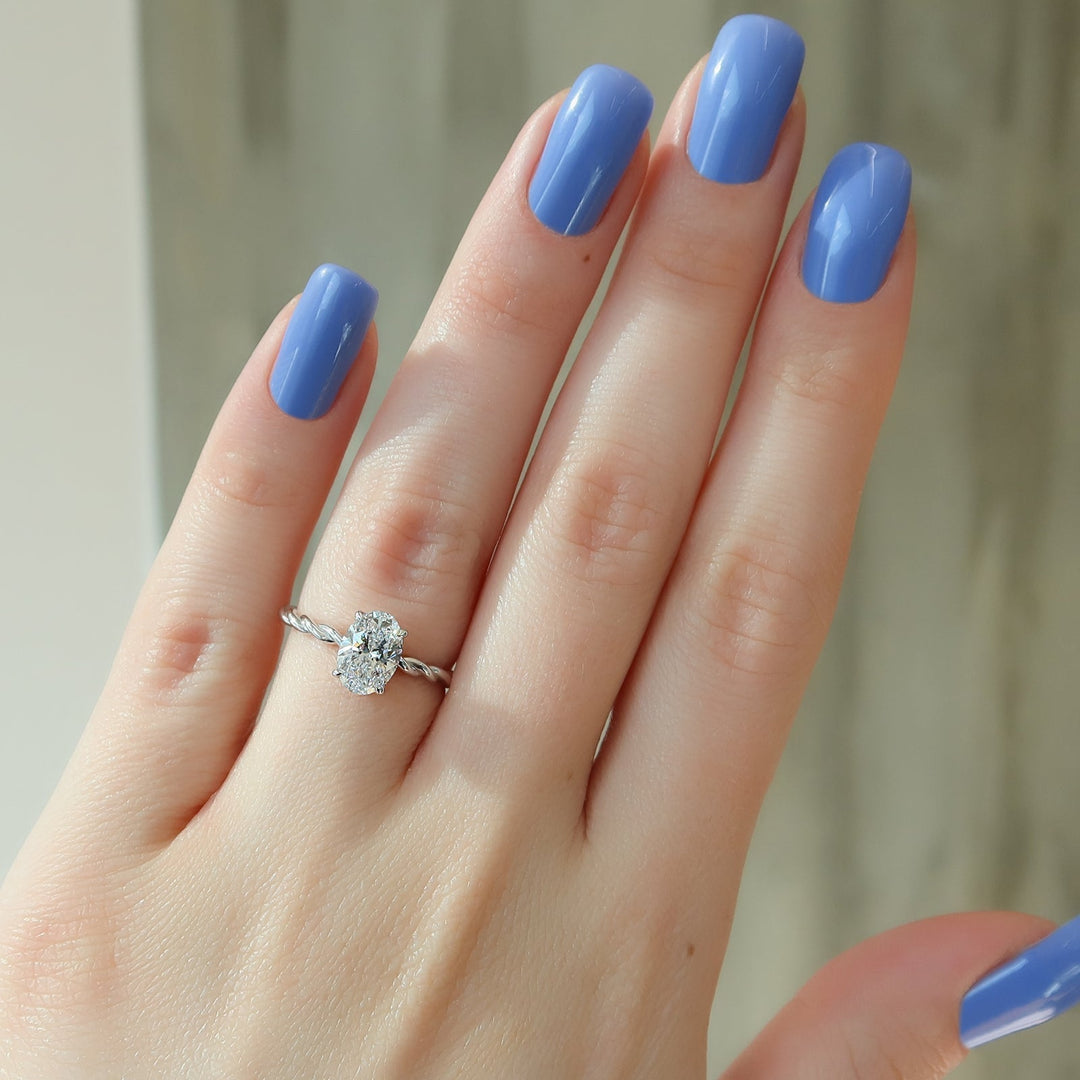 1.50-3.50 CT Oval  Lab Grown Diamond Hidden Halo Engagement Ring