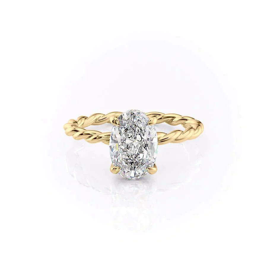 1.50-3.50 CT Oval  Lab Grown Diamond Hidden Halo Engagement Ring