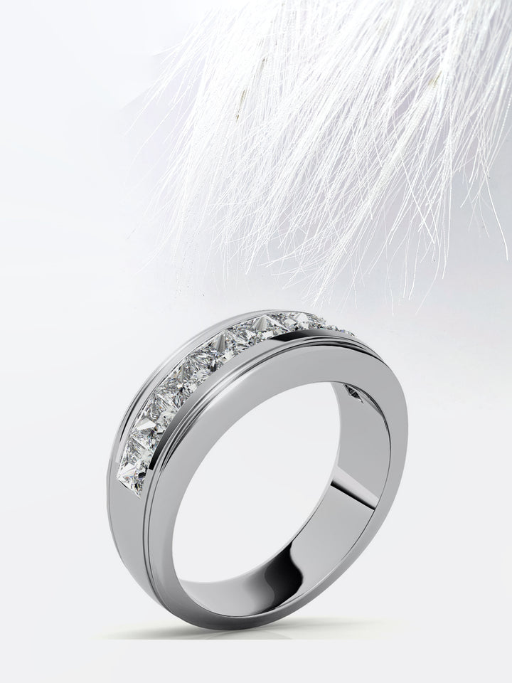 Princess Cut Channel Moissanite Men's Diamond Wedding Band