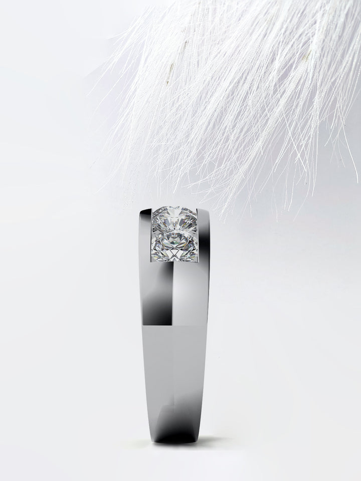 Round Cut Five Stone With Channel Row Moissanite Men's Diamond Wedding Band