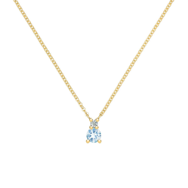0.25CT Round Cut Aquamarine Moissanite March Birthstone Necklace