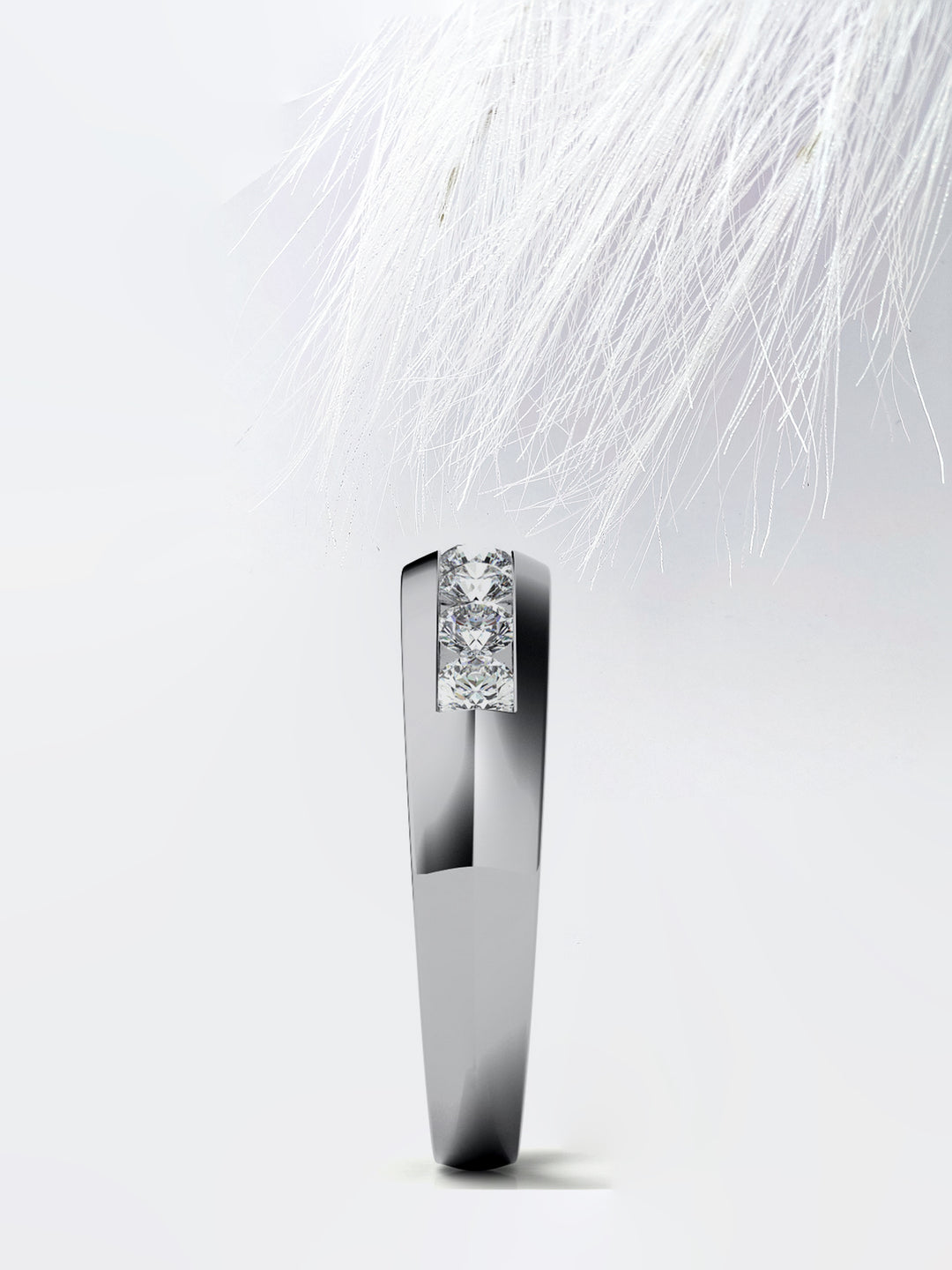 Round Cut Channel Setting Moissanite Men's Diamond Wedding Band