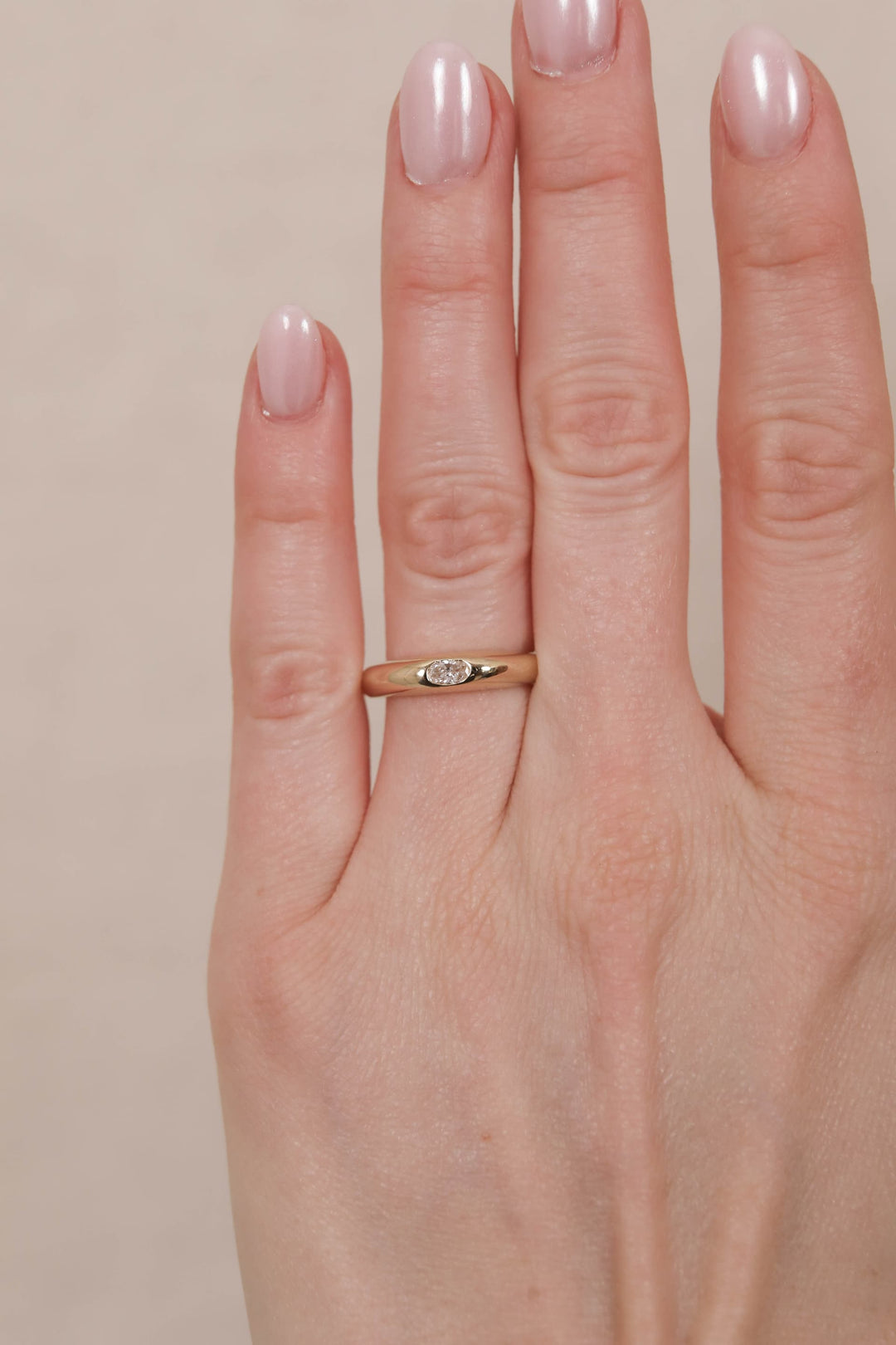0.33 CT Oval Flush Setting Diamond Wedding Band