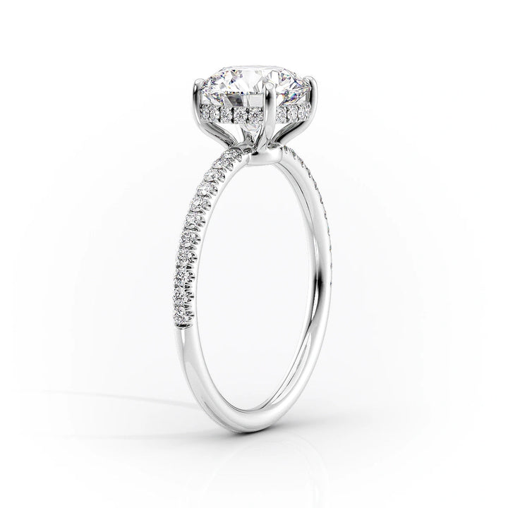 1.50 CT-3.50 CT Oval  Lab Grown  Diamond Hidden Halo Engagement Ring With Pave Setting
