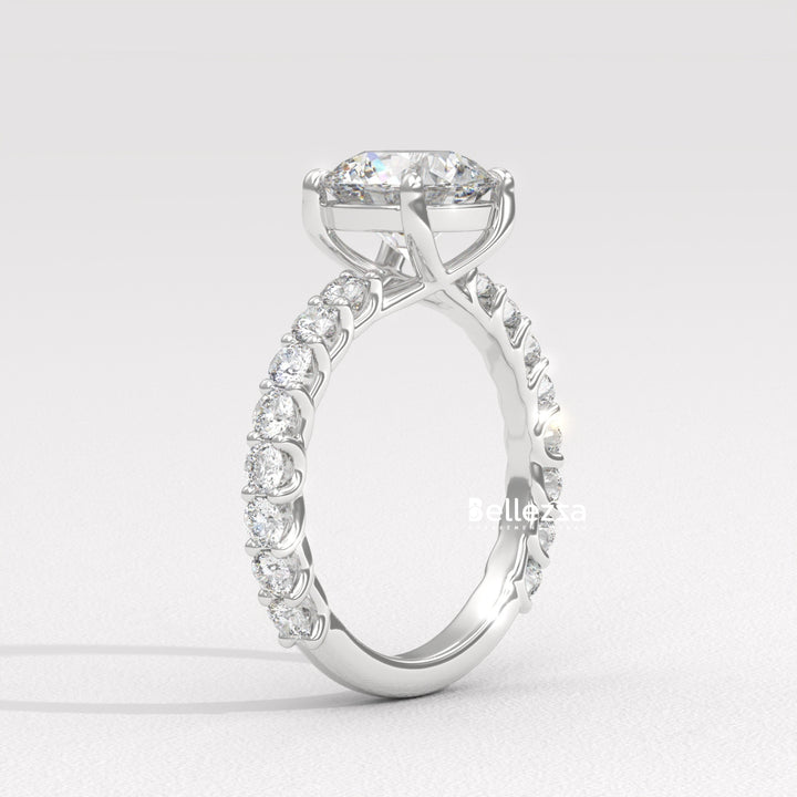 1.50-2.50CT Round Cut Pave Setting Lab Grown Engagement Ring