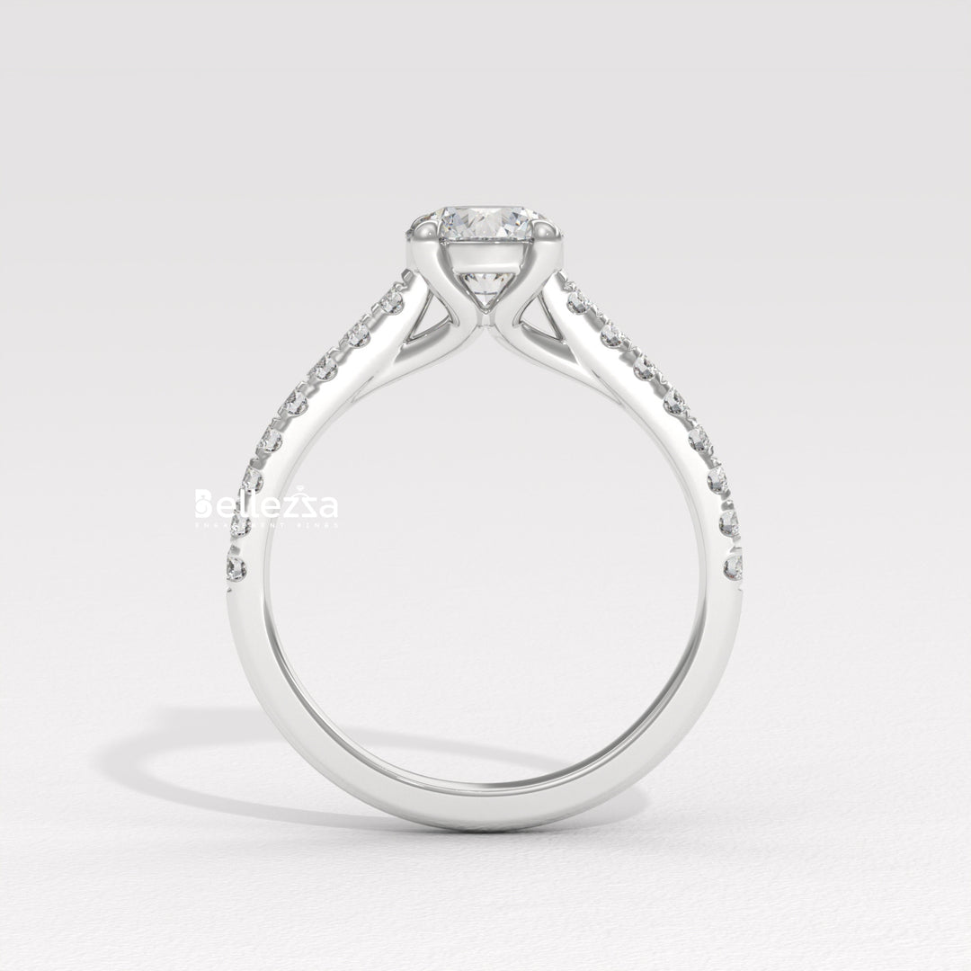 0.50-1.50CT Round Diamond Pave Setting Lab Grown Engagement Ring