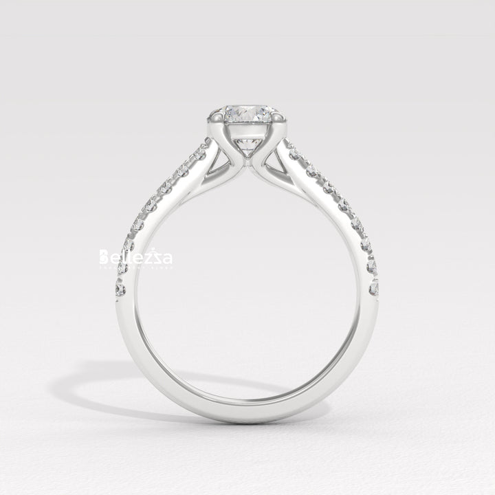 0.50-1.50CT Round Diamond Pave Setting Lab Grown Engagement Ring