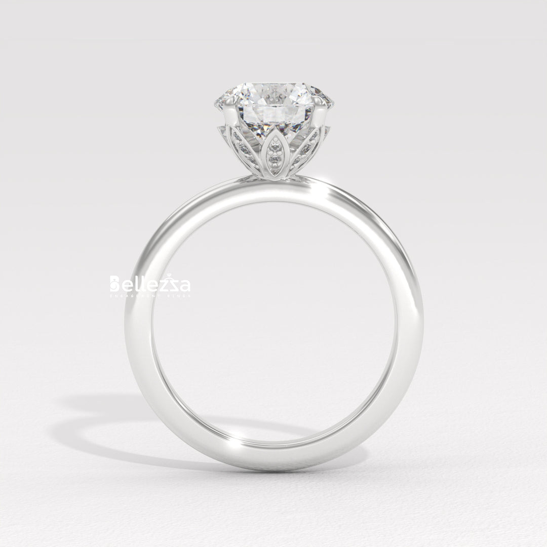 1.50-2.50CT Round Cut Hidden Diamond Lab Grown Engagement Ring
