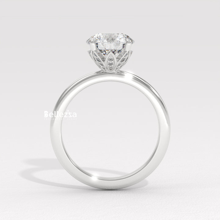 1.50-2.50CT Round Cut Hidden Diamond Lab Grown Engagement Ring