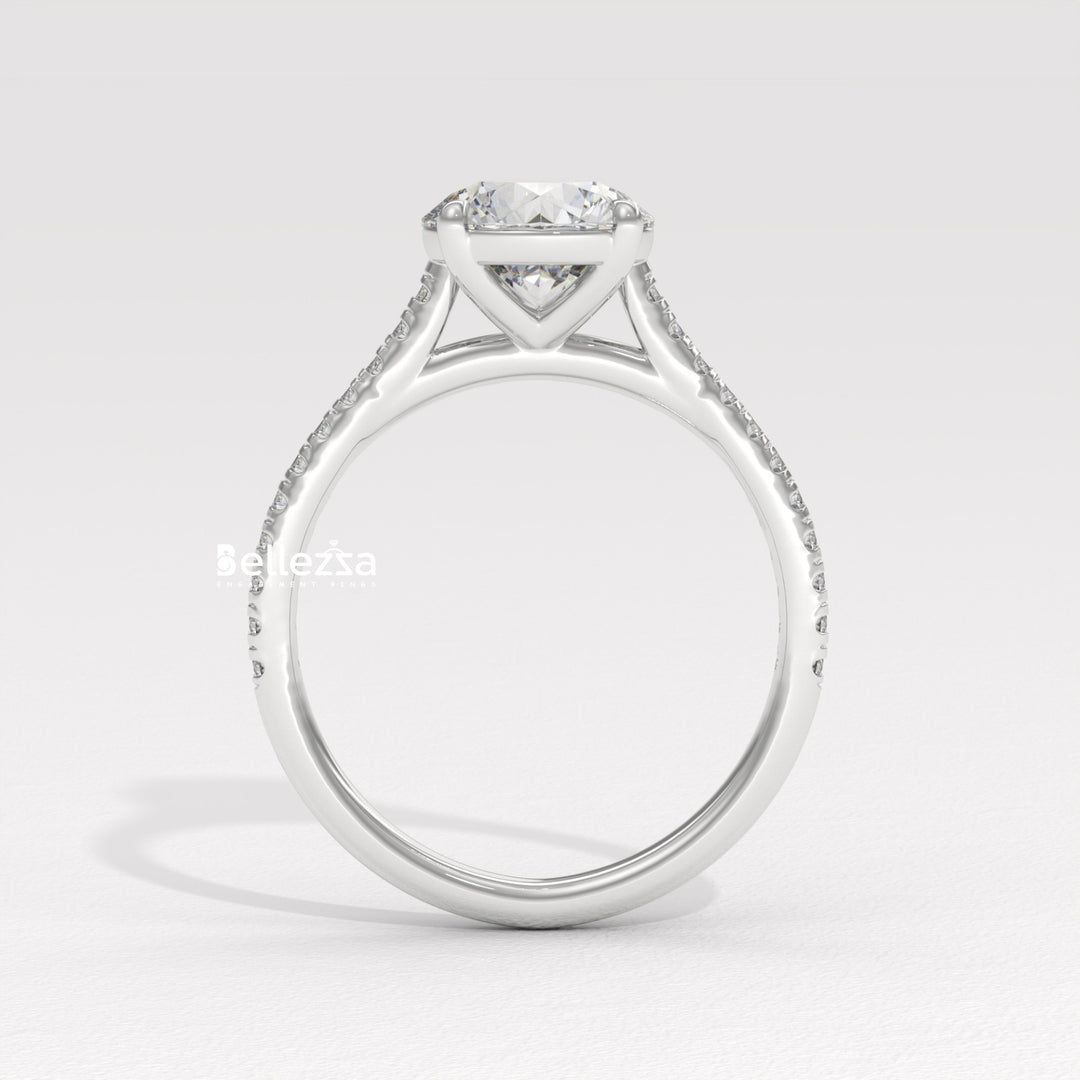1.50-2.50CT Round Diamond Pave Setting Lab Grown Engagement Ring