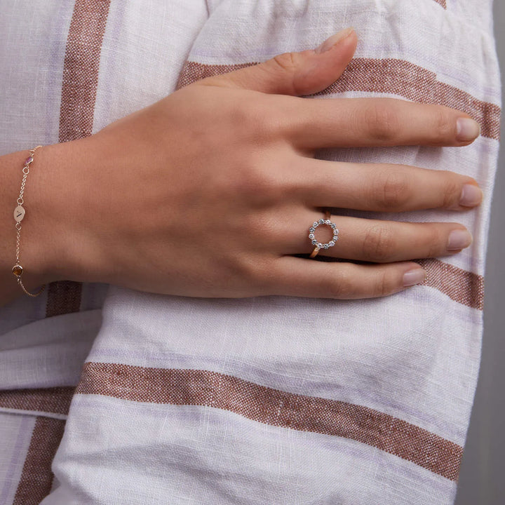 1.45TCW Round Open Circle Moissanite March Birthstone Wedding Ring