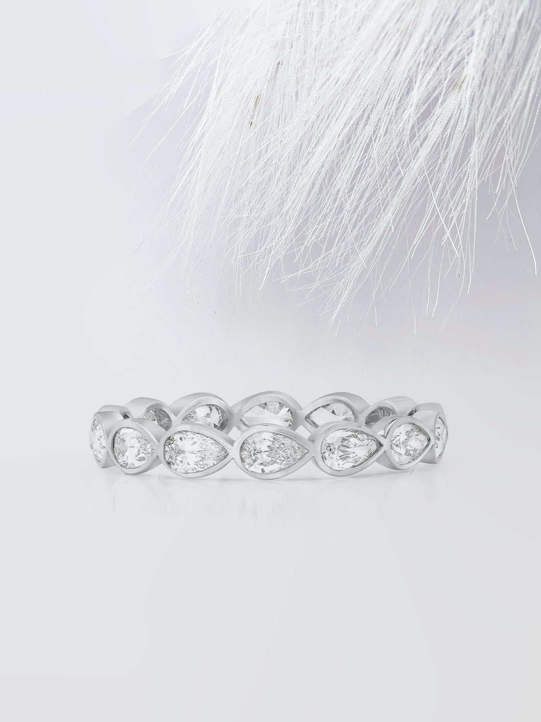 Pear Cut Bezel Diamond Wedding Band For Women