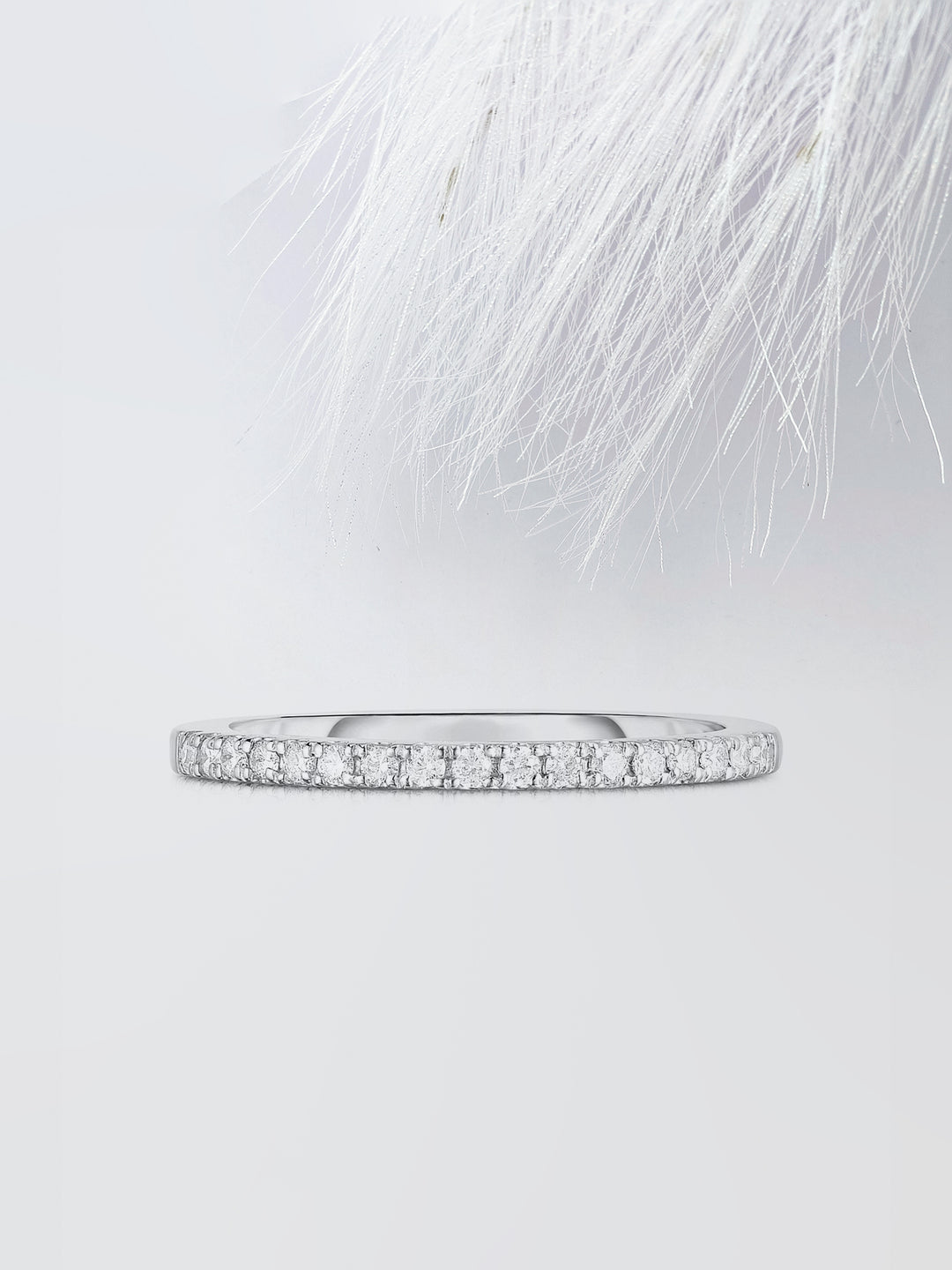 Round Cut Half Eternity Diamond Wedding Band, Anniversary Gift For Her