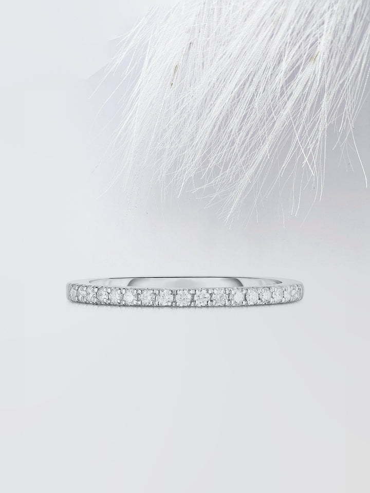 Round Cut Half Eternity Diamond Wedding Band, Anniversary Gift For Her