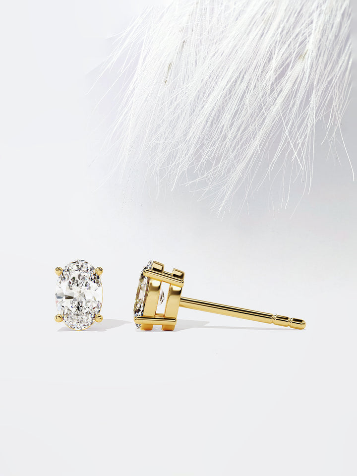 Oval Cut Solitaire Moissanite Stud Diamond Earrings For Women