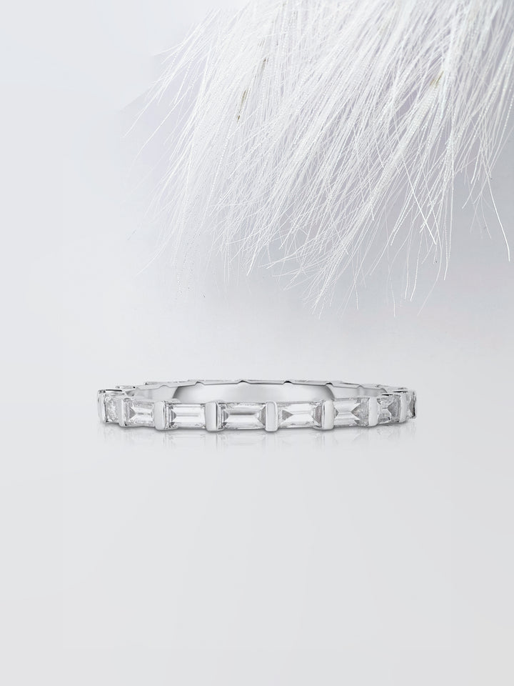 Baguette Cut Bar Eternity Diamond Wedding Band For Women