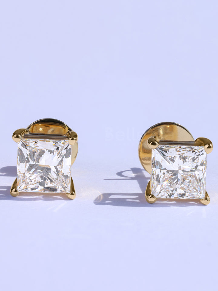 Princess Diamond Moissanite Classic Stud Earrings For Her
