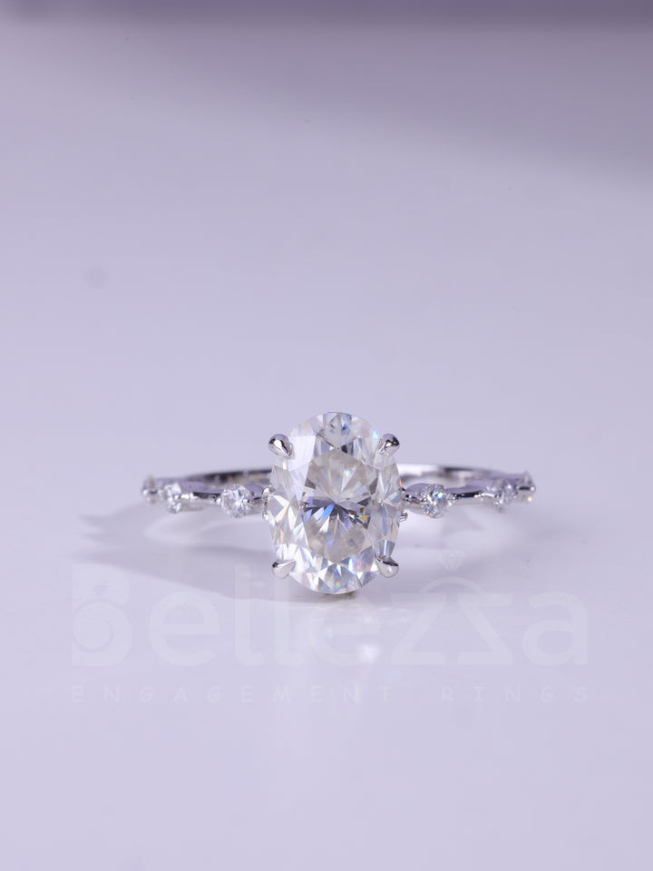 1.50CT Oval Cut Petite Pave Setting Moissanite Engagement Ring