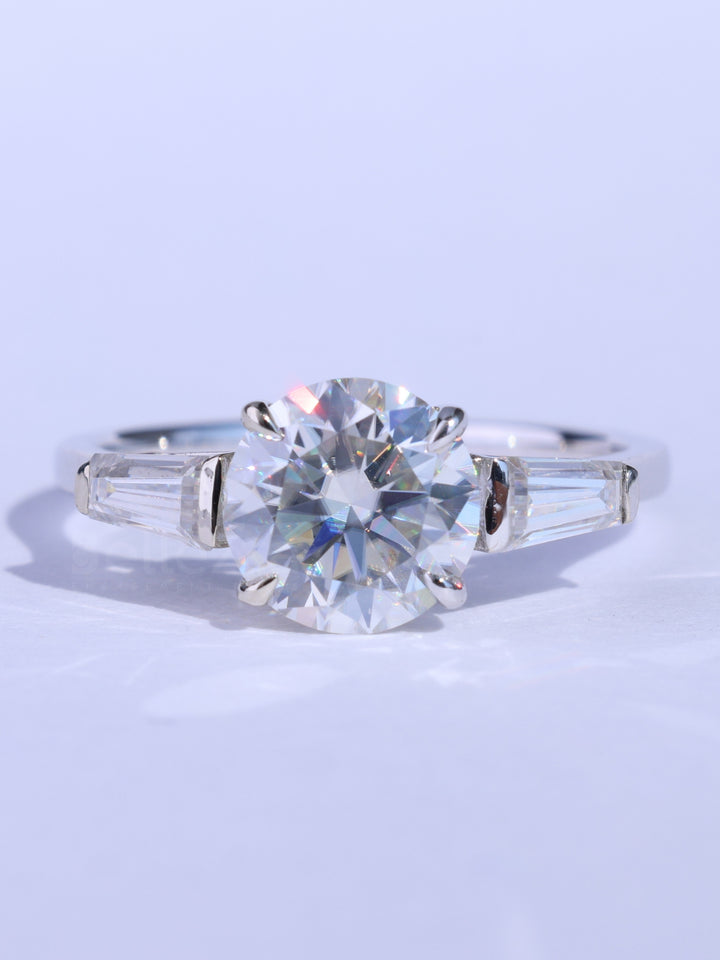1.50CT Round Cut Three Stone Moissanite Engagement Ring