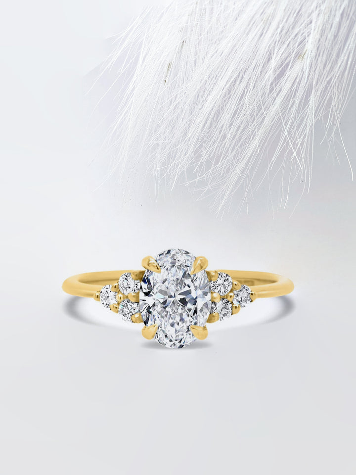 1.0CT Oval Cut Cluster Moissanite Diamond Engagement Ring For Women