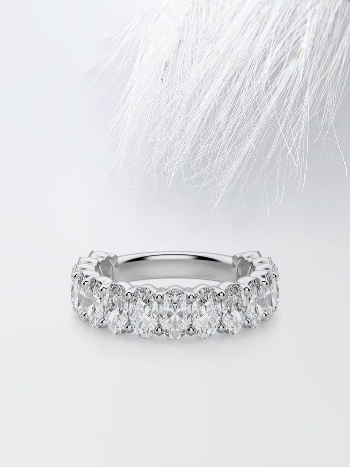 Oval Cut 3/4 Eternity Diamond Wedding Band For Her