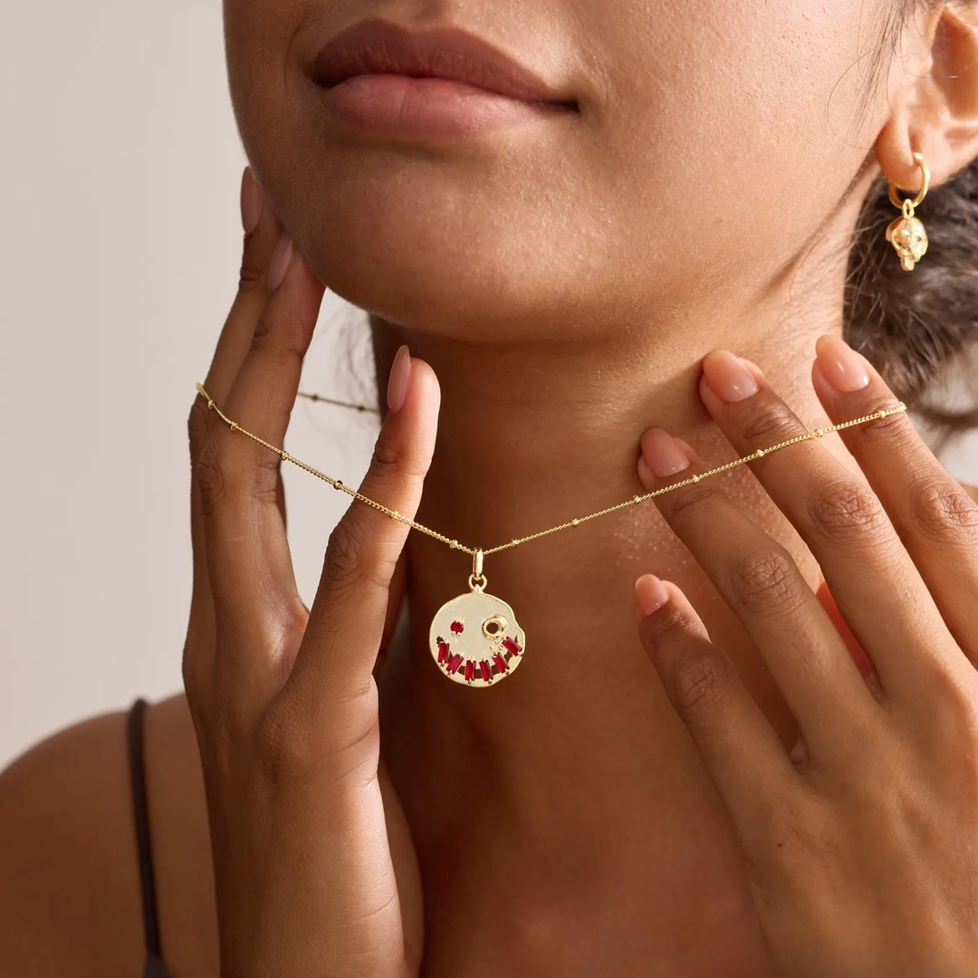 14K Dainty Gold Halloween Skull Necklace for Women