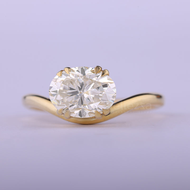 1.50CT East-West Oval Cut Curved Solitaire Engagement Ring