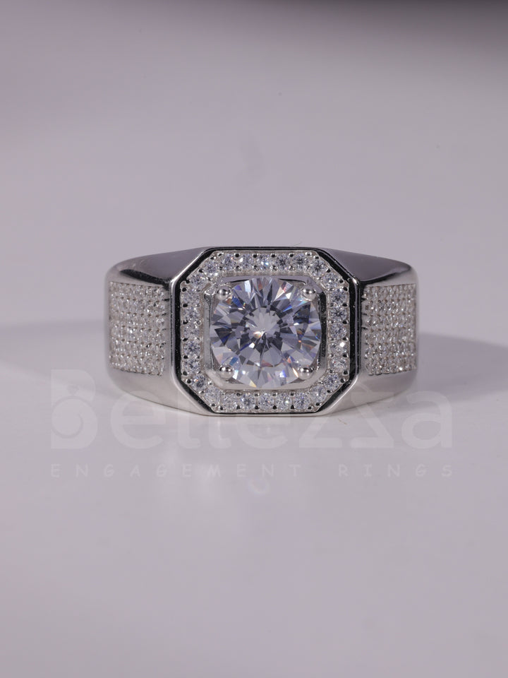 1.50CT Round Brilliant Cut Cluster Diamond Men's Engagement Ring