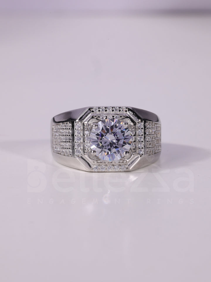 1.50CT Round Cut Cluster Diamond Men's Wedding Ring In Gold