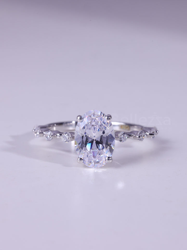 1.20CT Oval Cut Moissanite Petite Pave Setting Engagement Ring