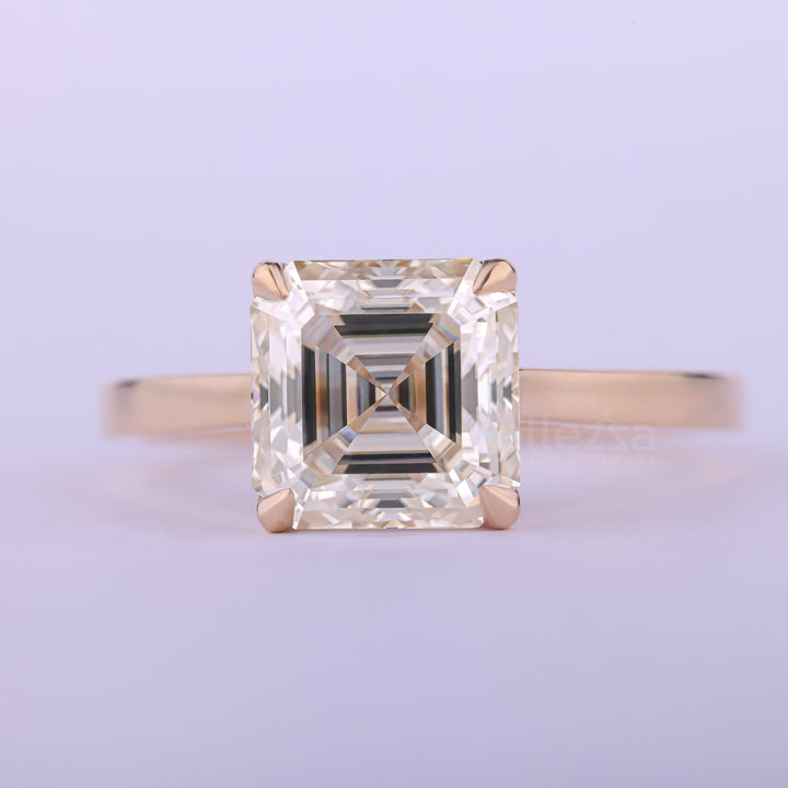 1.50CT Asscher Cut Solitaire Moissanite Engagement Ring