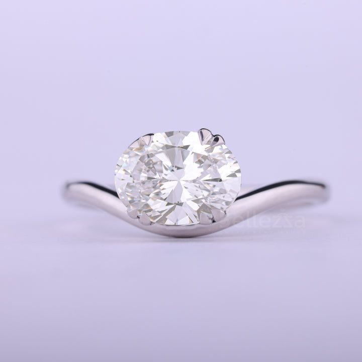 1.50CT East-West Oval Cut Curved Moissanite Engagement Ring