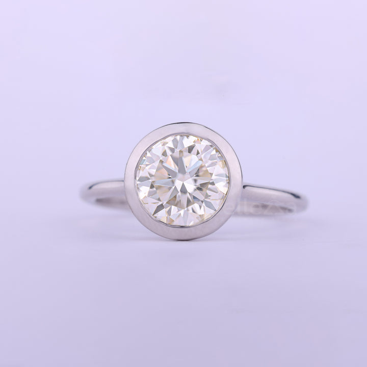 1.50CT Round Cut Bezel Setting Moissanite Engagement Ring