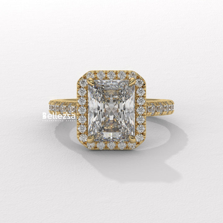1.50-2.50CT Radiant Cut Lab Grown Diamond Halo Setting Engagement Ring