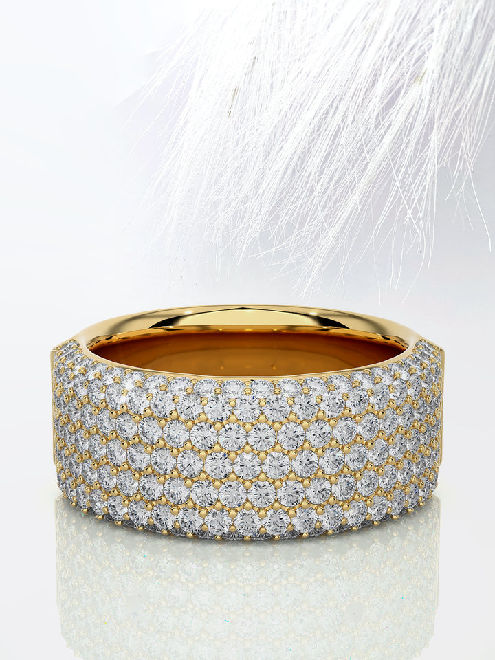 Round Cut Micro Pave Setting Moissanite Men's Diamond Wedding Band