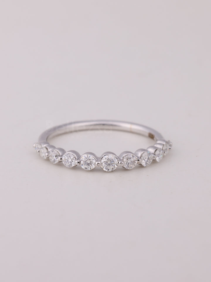 Round Cut Half Eternity Moissanite Wedding Band