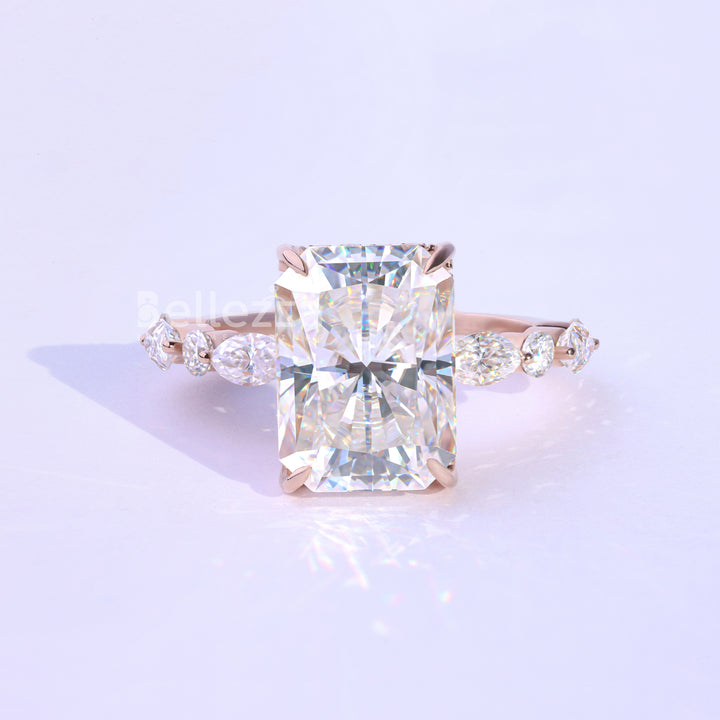 5.0 CT Radiant Cut Pave Setting Engagement Ring - Ready To Ship