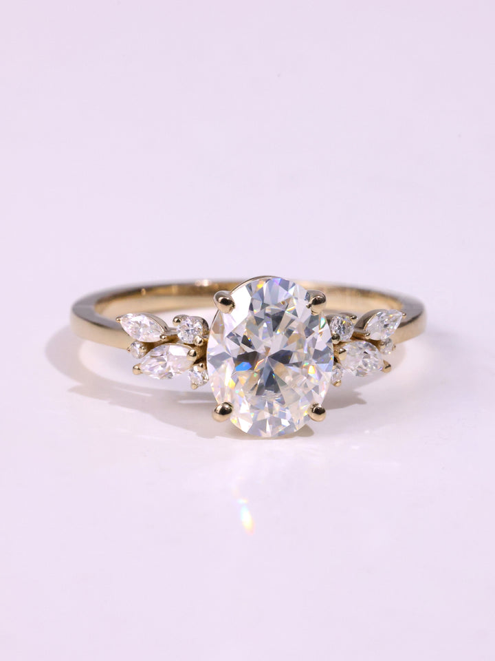 1.50CT Oval Cut Diamond Cluster Moissanite Engagement Ring