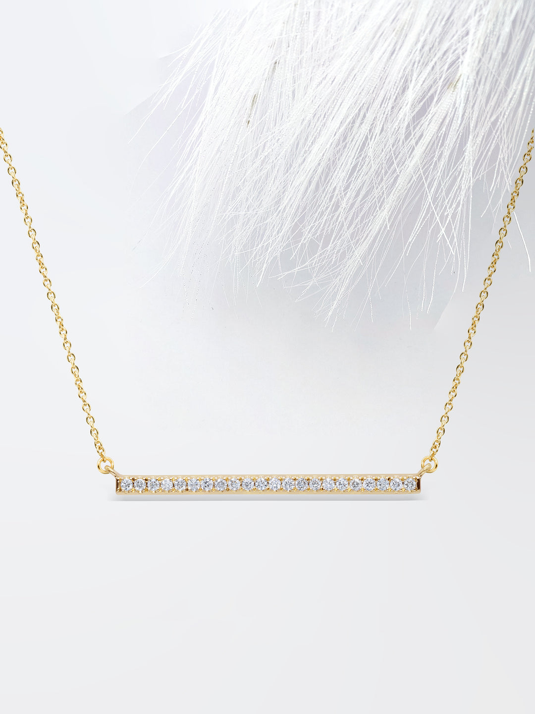 Round Cut Diamond Moissanite Bar Necklace For Women