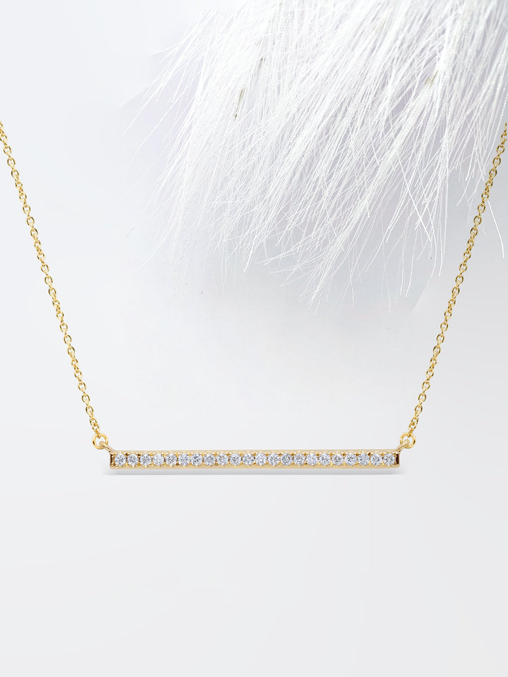 Round Cut Diamond Moissanite Bar Necklace For Women