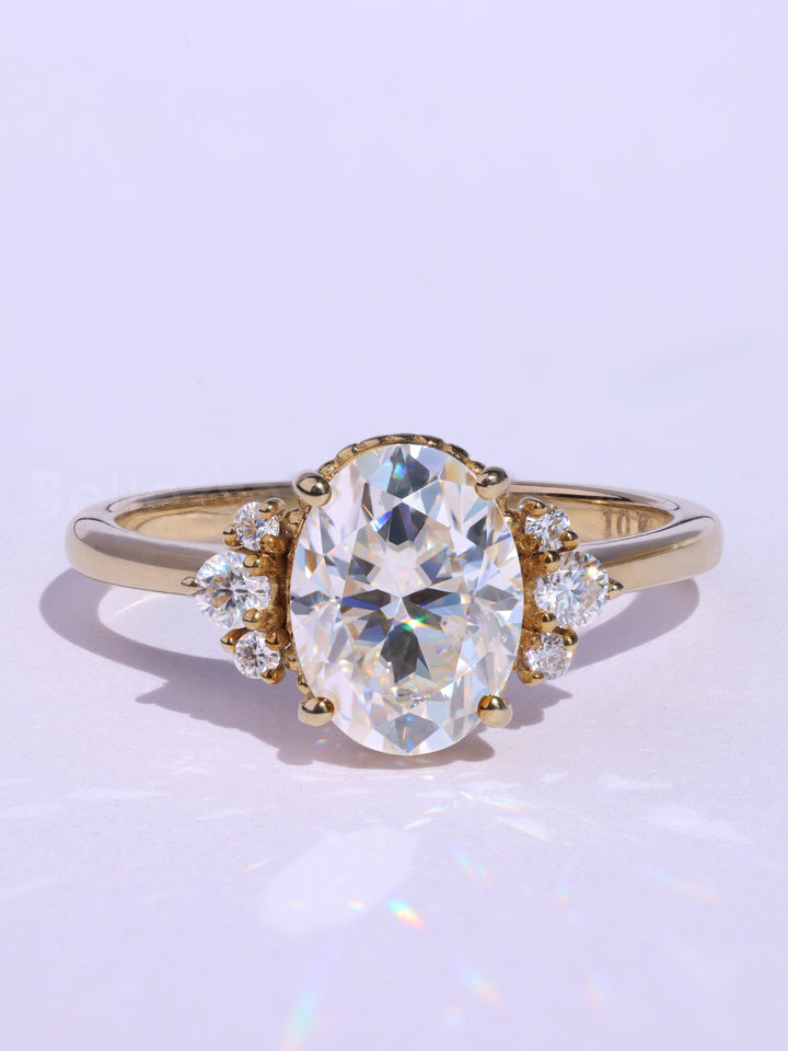 1.50CT Oval Cut Cluster Diamond Moissanite Engagement Ring