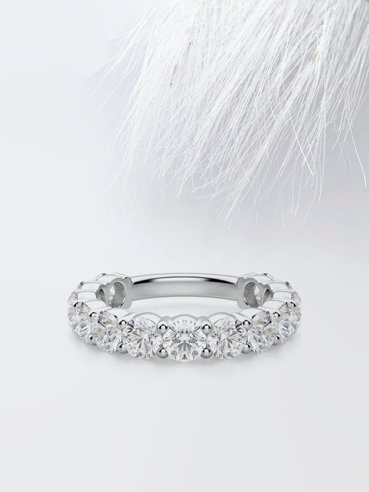 Round Cut Semi-Eternity Band Diamond Wedding Band For Women