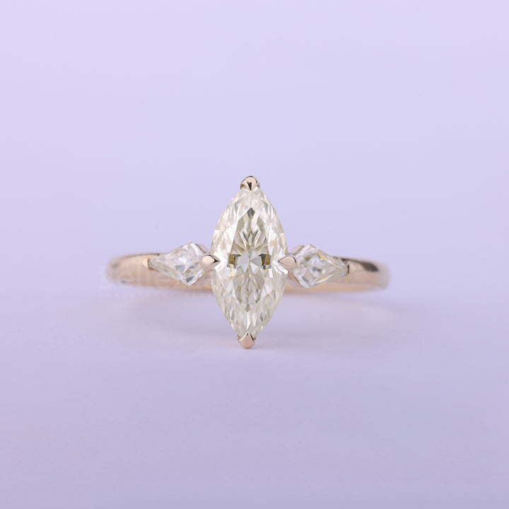 1.50CT Marquise Cut Moissanite Three Stone Engagement Ring