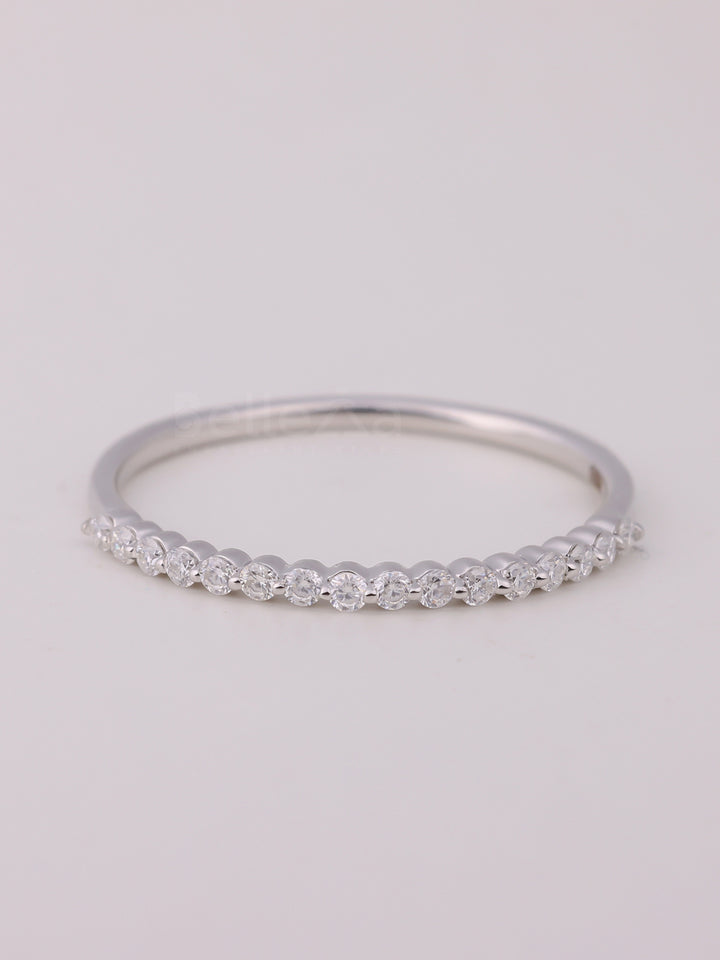 Round Cut Diamond Half Eternity Wedding Band For Her