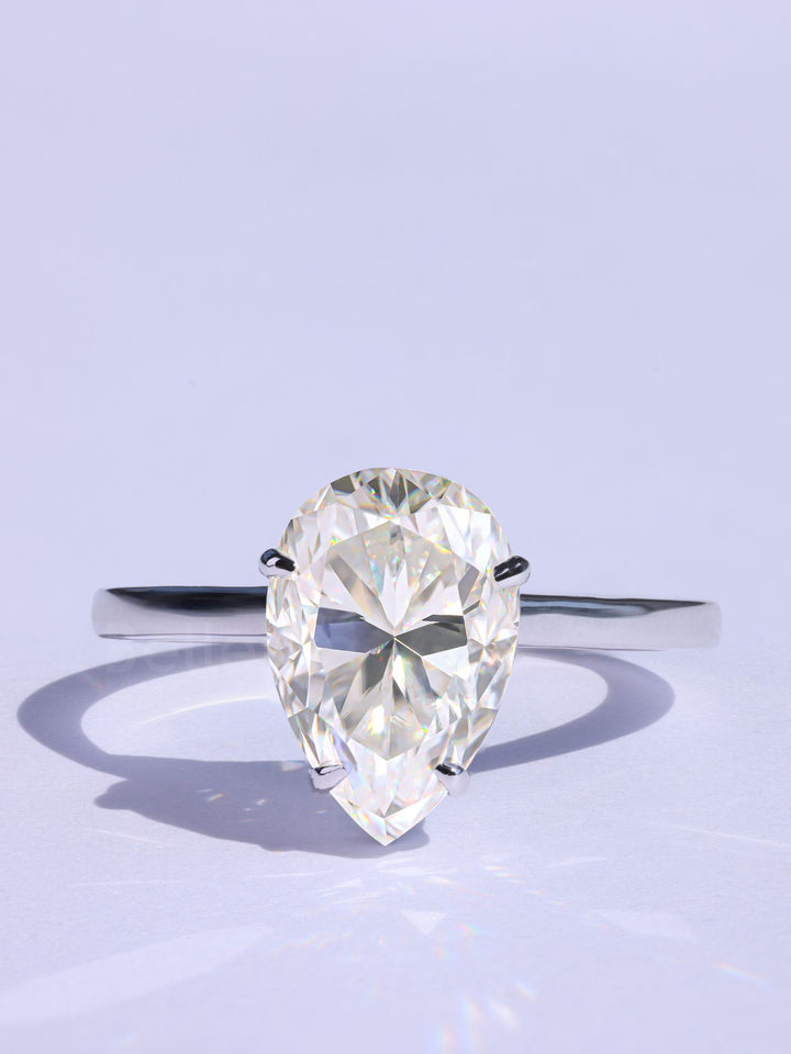 1.50CT Pear Cut Solitaire Moissanite Diamond Engagement Ring
