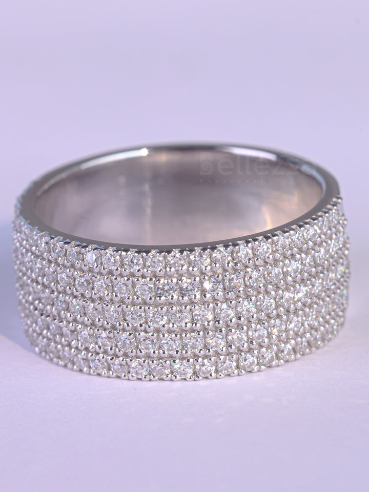 1.50TCW Round Cut Half Eternity Moissanite Wedding Band