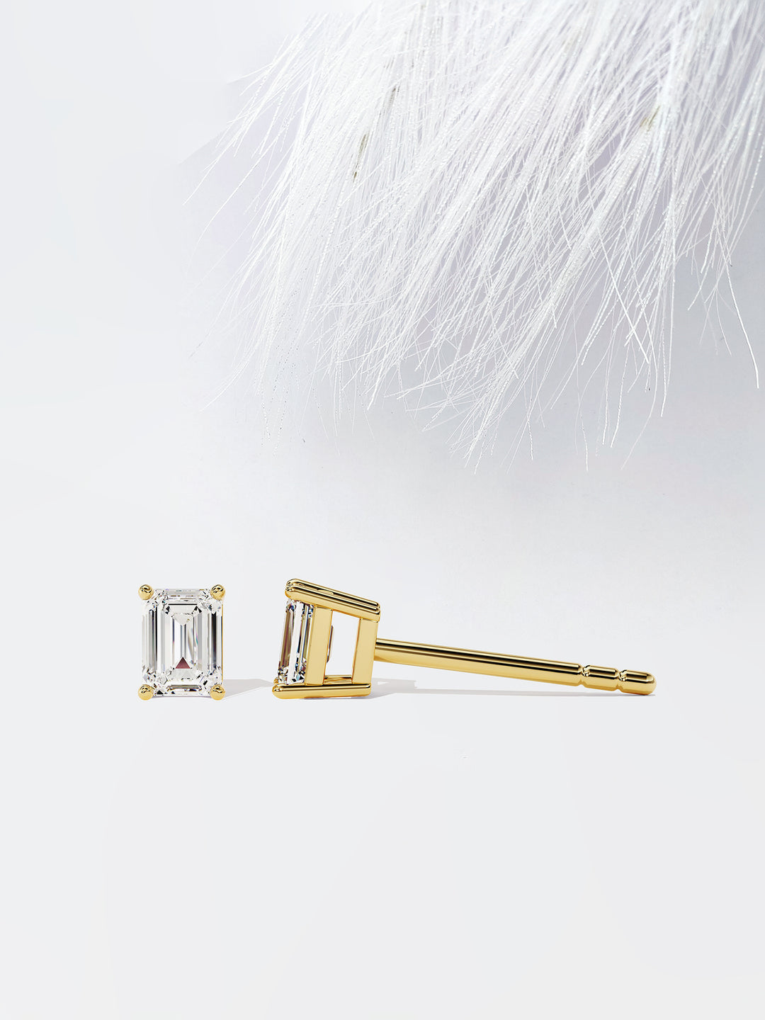 Emerald Cut Solitaire Moissanite Stud Diamond Earrings For Women