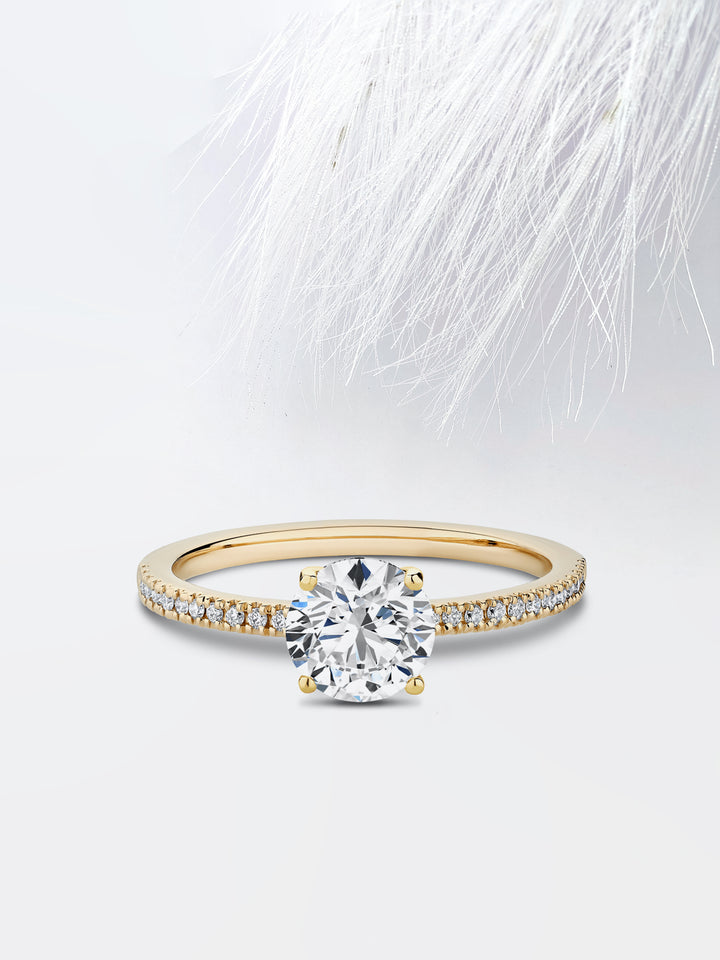 0.75CT Round Cut Pave Moissanite Diamond Engagement Ring For Her