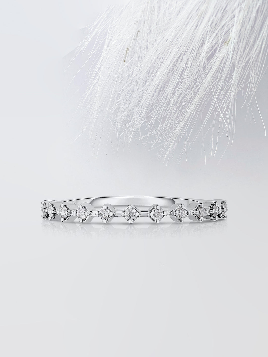 Round Cut Half Eternity Diamond Wedding Band For Women