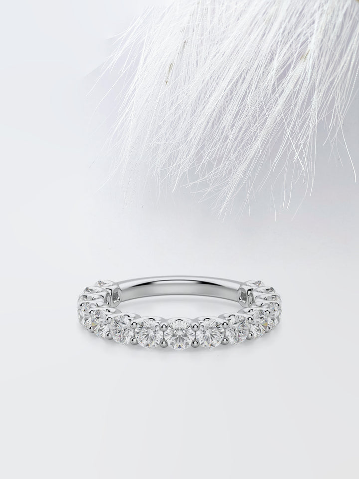 Round Cut Semi Eternity (3\4) Diamond Wedding Band For Women